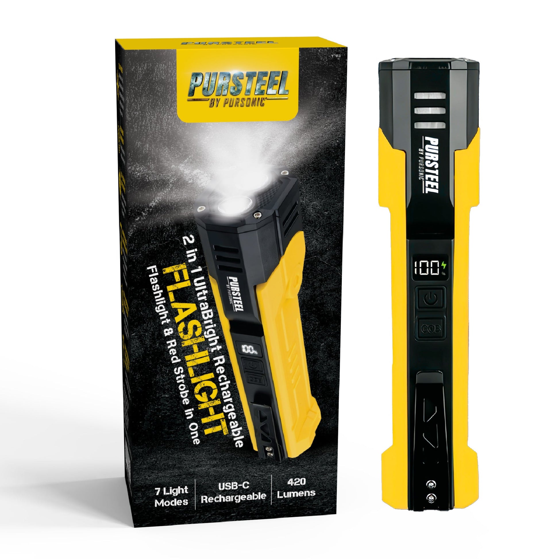 Emergency Prep Bundle: Pursonic 2-in-1 Ultra Bright Flashlight & LED Fast Charging Power Bank-2