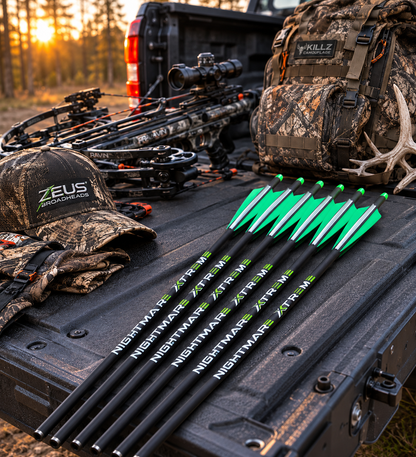 NIGHTMARE XTREME Crossbow Bolts Carbon Half Moon Nocks 12Pcs 20"