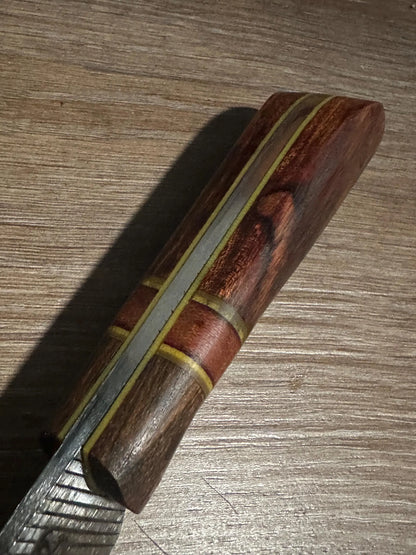 RockinEDC Jinete Farrier Rasp Knife – Cocobolo & Rosewood Handle with Yellow G10 Spacers – Custom Fixed Blade with Kydex Sheath – Made in Texas